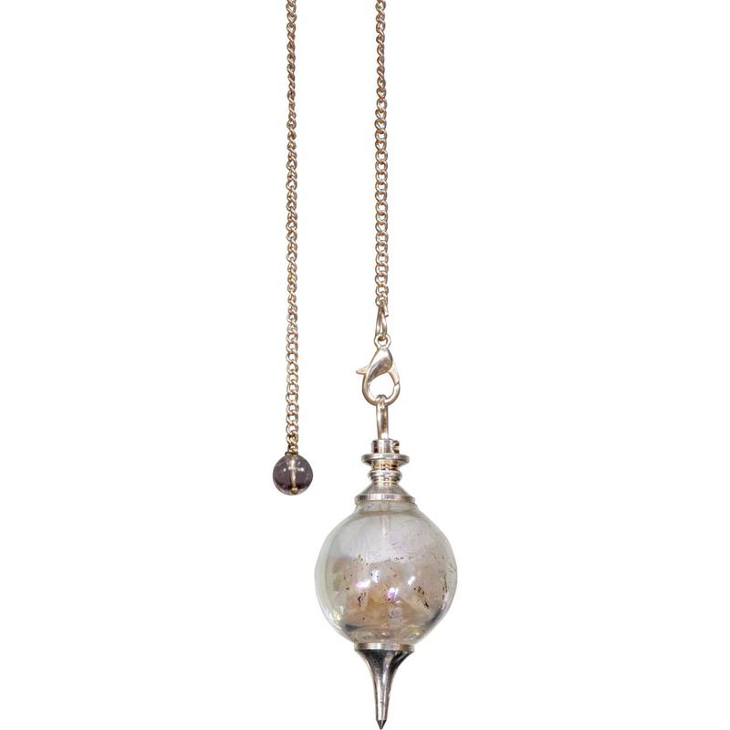 Glass Sephoroton Salt and Selenite Chips Pendulum (Cleansing)
