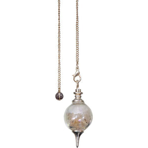 Glass Sephoroton Salt and Selenite Chips Pendulum (Cleansing)