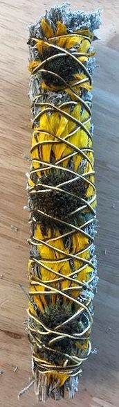 WHITE SAGE AND SUNFLOWERS SMUDGE WAND
