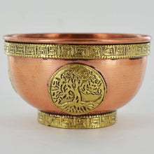 Load image into Gallery viewer, TREE OF LIFE COPPER BOWL INCENSE AND CHARCOAL BURNER