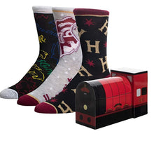 Load image into Gallery viewer, Harry Potter Train 3 Pair Crew Socks Box Set