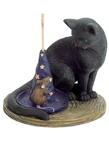 MAGICAL CAT WITH WIZARD HAT INCENSE HOLDER