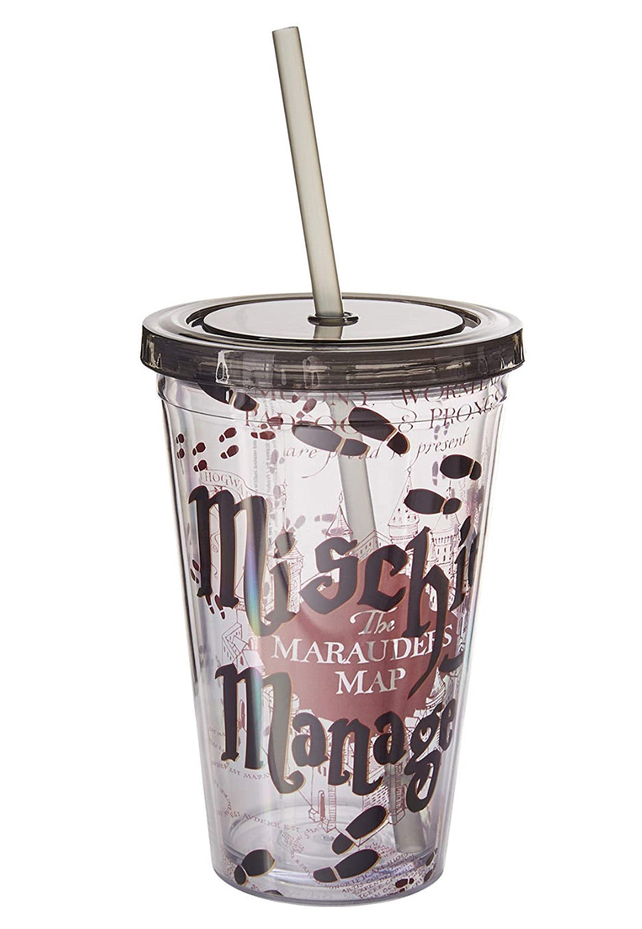 Harry Potter Mischief Managed Cold Cup with Lid and Straw, 16-Ounces