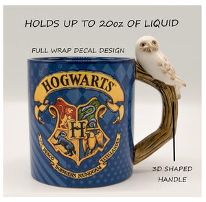 Harry Potter Hogwarts House Patterns Shaped Handle Ceramic Mug, 20 Oz, Blue