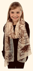Harry Potter Marauders Map Lighrtweight Scarf for Adults and Kids!