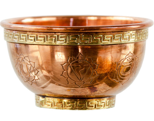 SEVEN CHAKRAS COPPER BOWL INCENSE AND CHARCOAL BURNER